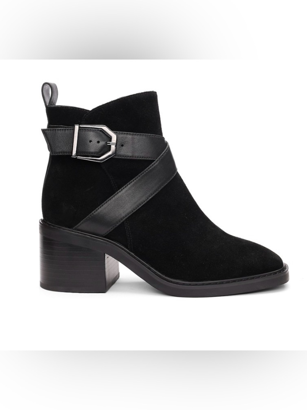 SANCTUARY Cora Suede Buckle Bootie. NEW